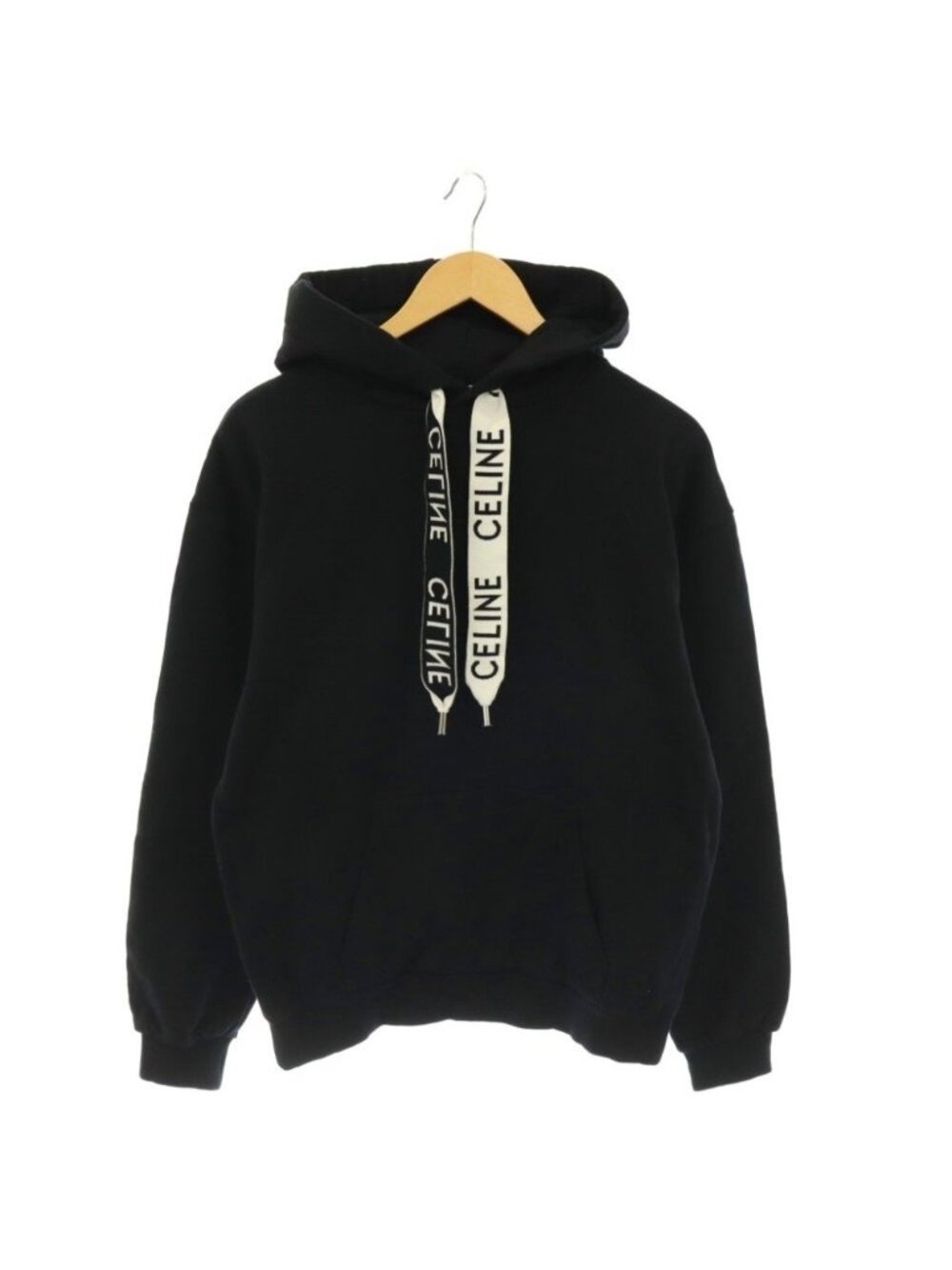 Celine Drawstring Loose Hoodie Pullover Black S